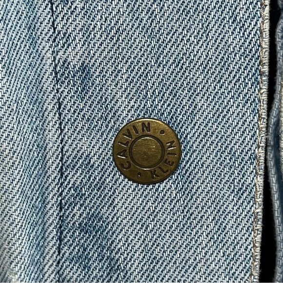 Vintage 80s Calvin Klein Distressed Jean Jacket Size Medium - Picture 11 of 13